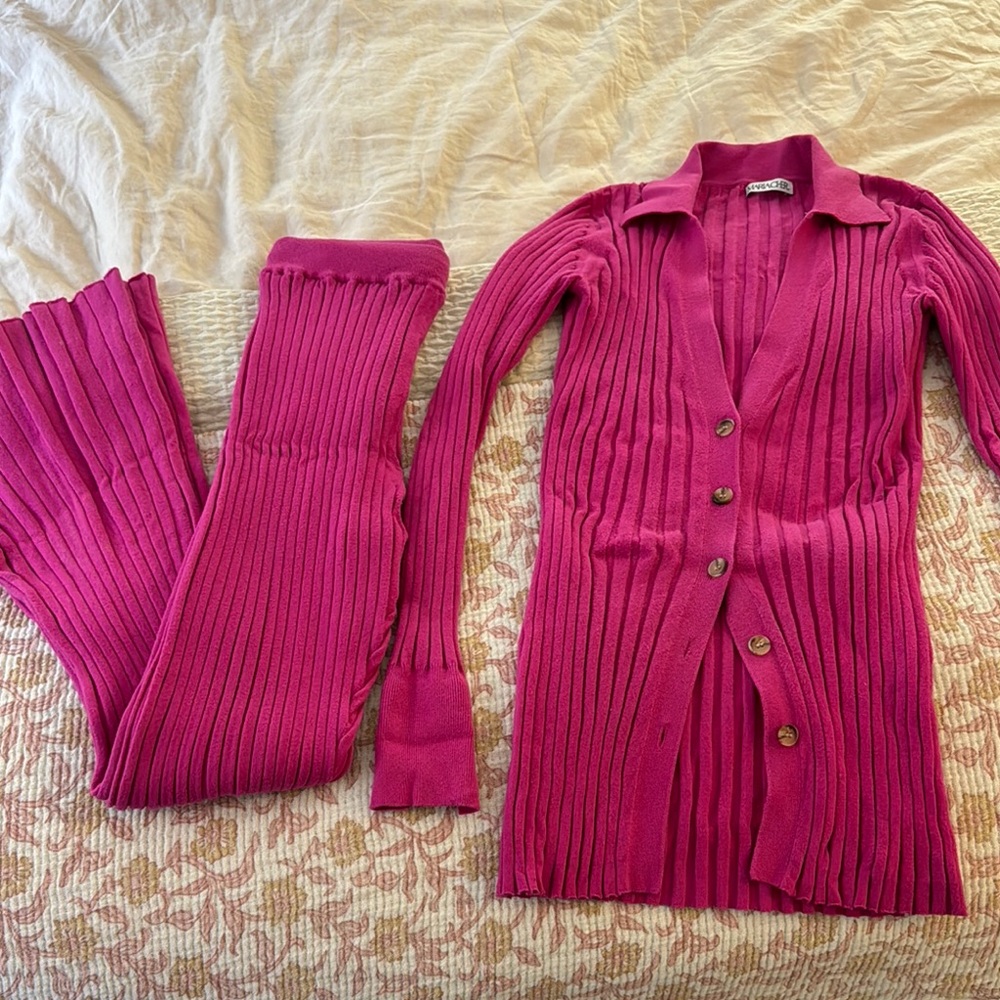 Maria Cher Pink Ribbed Set